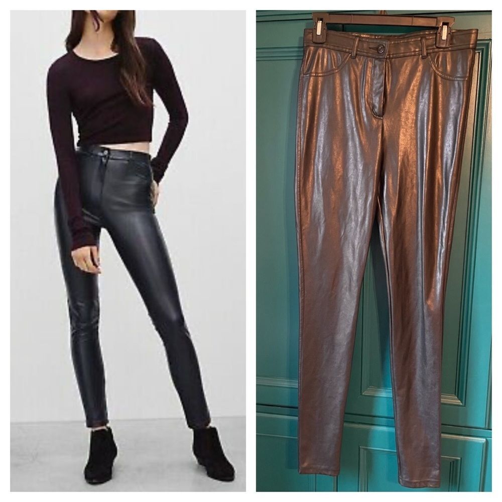 Aritzia Wilfred Free Black Faux Leather leggings pants sz 6